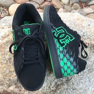 black and green dc shoes